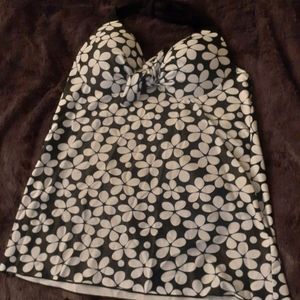Black and White Halter Top and shorts Tankini